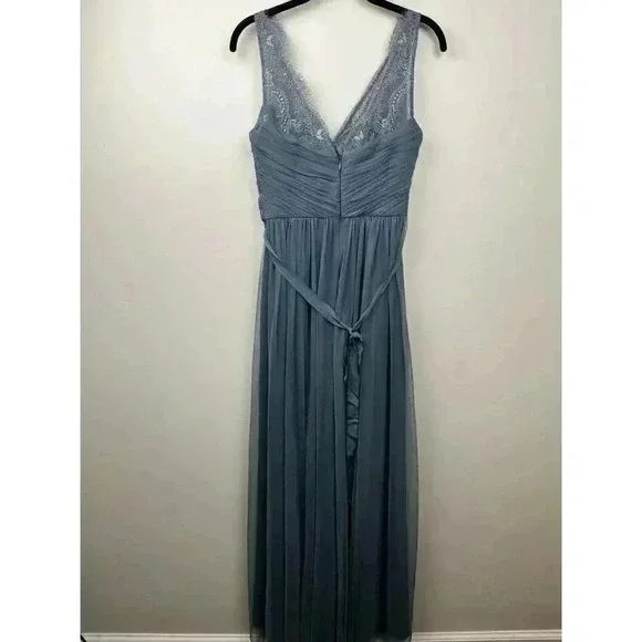 BHLDN Hitherto Fleur Gray Blue Formal Maxi Dress - size 2 - Picture 3 of 6